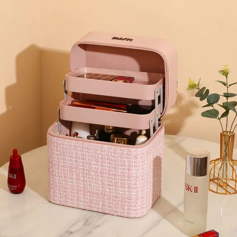 

Portable Makeup Case Large Cosmetic Box Women Makeup Suitcase Cosmetic Bag Travel Makeup Storage Organizer