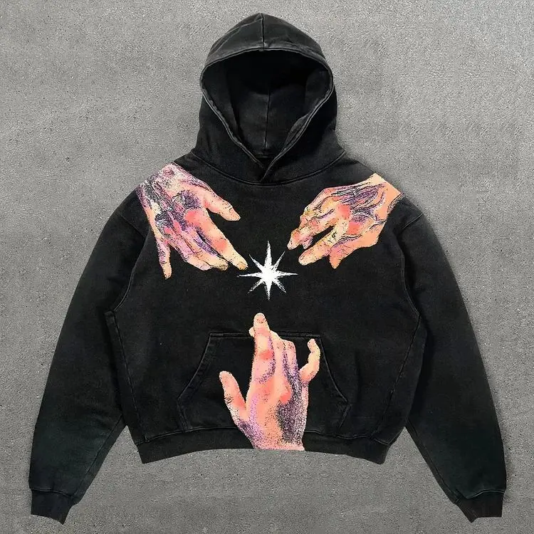 Толстовка в стиле Харадзюку с принтом рук