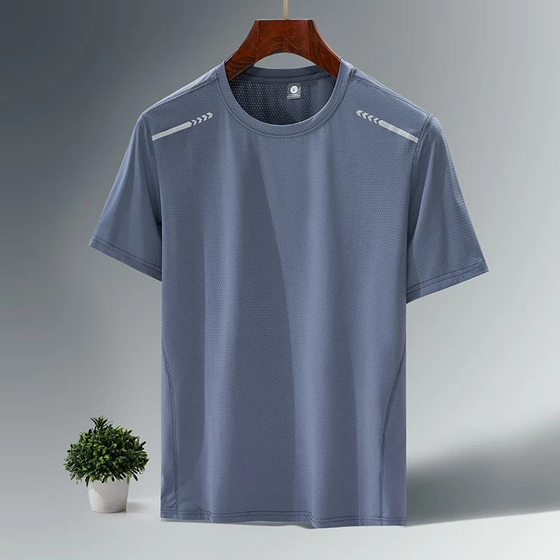 

Quick-Dry GYM Sports Streetwear Fashion Oversized 7XL 8XL 9XL T Shirt Blue White For 2022 Summer Short Sleeves Top Tees Tshirt