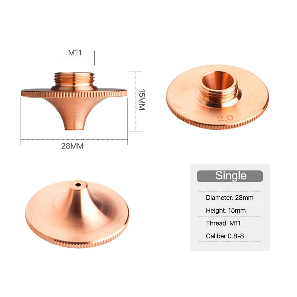 Лазерные сопла высокоскоростные Dia.28mm Single Layer Double Chrome Caliber 0.8-4.0 для Precitec Raytools HANS Fiber Laser Cutting Head