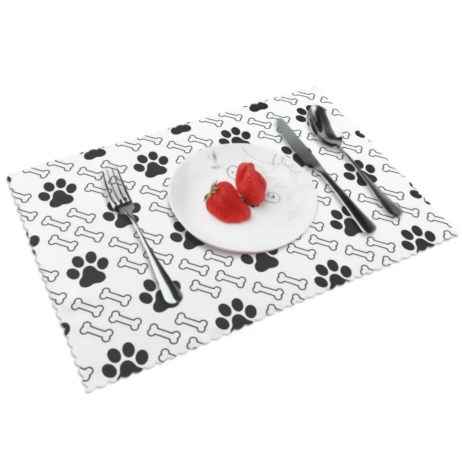 

Dog Bone Paw Placemats Cute Animal Print Placemat Set of 4 Heat-Resisting Non Slip Table Mats