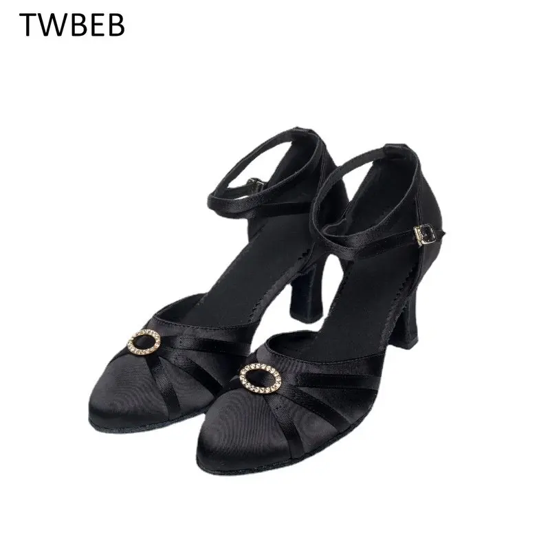 

Rose Red Women's Latin Dance Shoes Satin Professional Modern Dance Sneaker Party Tango Shoes Comfort Closed Toe Wholesale