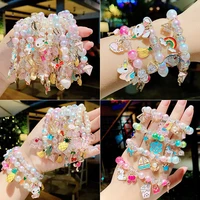 girl beaded bracelets cute rainbow bead bracelets colorful bracelets princess bracelets stretchy bead bracelets birthday present