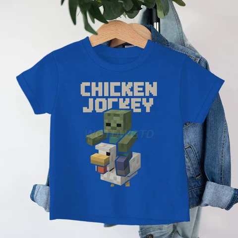 Детская футболка с курицей и жокей, юмор, видеогеймер, графический наряд, футболка с короткими рукавами, летняя модная детская футболка, топы для мальчиков и девочек