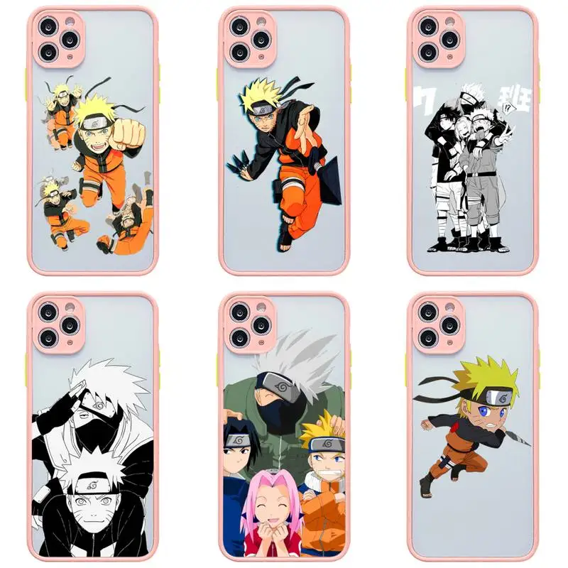 

Naruto Kakashi Phone Case For iphone 13 12 11 Pro Max Mini XS 8 7 Plus X SE 2020 XR Light pink Matte Transparent Cover