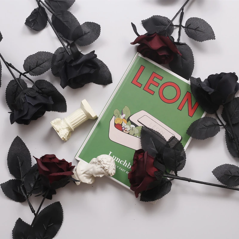 

Gothic Black Rose Artificial Flowers Simulation Flowers Valentine Gift Wedding Flowers Home Decoration Roses Photo Props