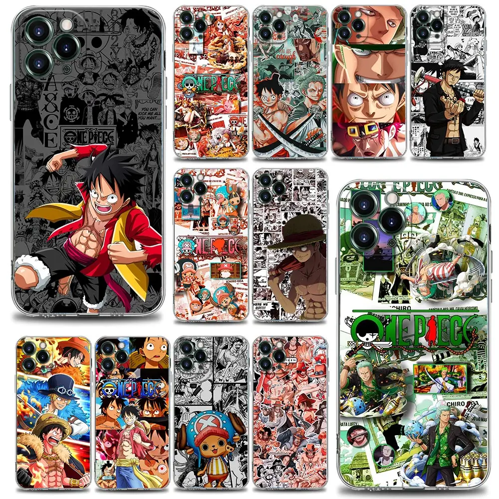 

One Piece Manga Luffy Anime Shell Case for iPhone 11 12 13 Pro Max Mini SE XR XS X 7 8 Plus Coque Soft Transparent Cover Fundas