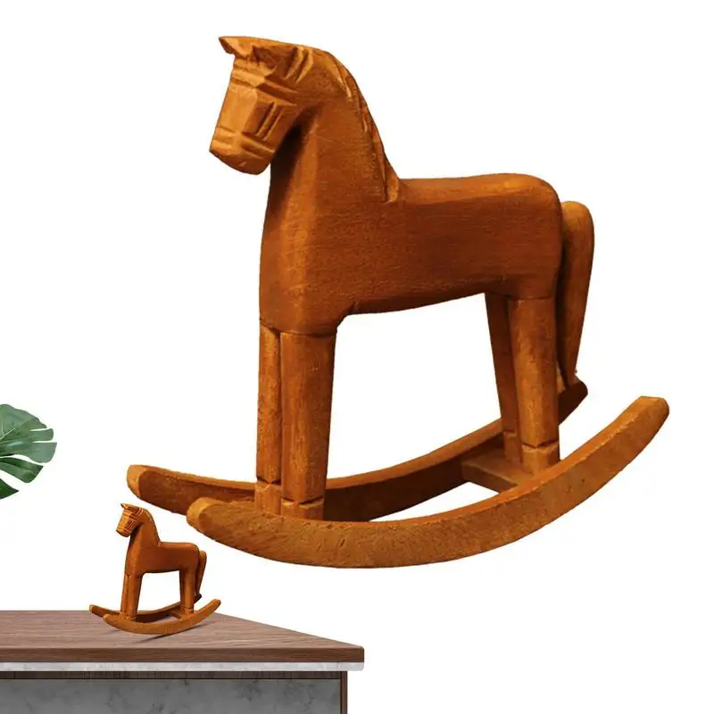 

Деревянная лошадь ручной работы, настольное украшение, деревянные поделки, лошадка-качалка, домашнее освещение