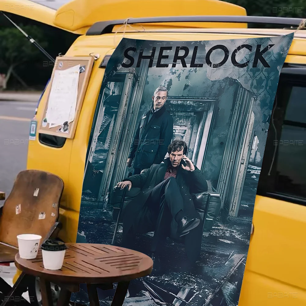 Classic Movie Sherlock Retro Print DIY Flag For Family Group Photo Living Room Home Dorm Decor Wall Art Banner
