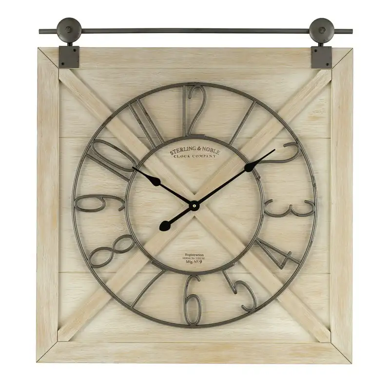 

Indoor Rustic White Farmhouse Analog Wall Clock with Quartz Movement