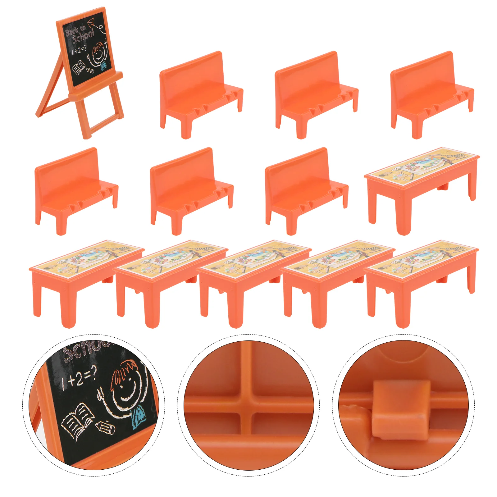 

Mini Classroom Furniture Set Dollhouse Desk Chair Chalkboard Miniature School Playset Miniature School Desk Chair Chalk