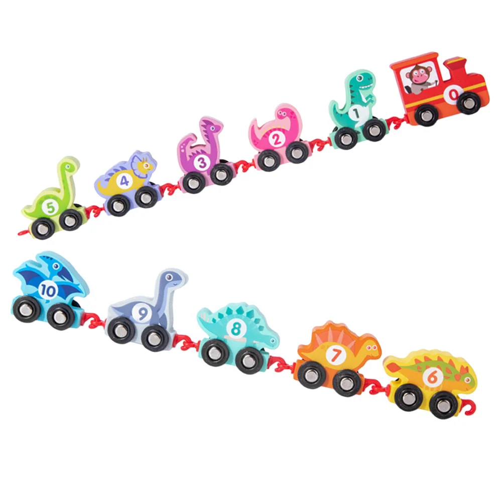 

1 комплект деревянных игрушечных поезда, динозавры, Обучающие игрушки, обучающие игрушки для раннего развития