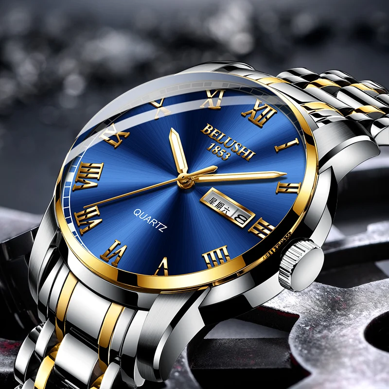 2022 New Top Brand Luxury Mens Watches Luminous Waterproof Stainless Steel Watch Quartz Mens Date Calendar Business Wristwatch