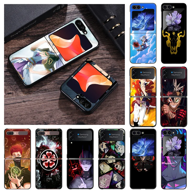 Матовый чехол для телефона Samsung Galaxy Z Flip6 5G Flip5 Flip4 Flip3 ZFlip 6 3 4 5 Black Clover Noell Anime Hard Cover