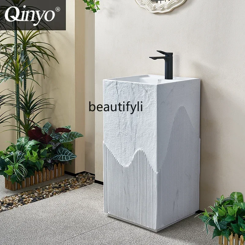 Мраморный каменный узор художественная квадратная раковина на пьедестале