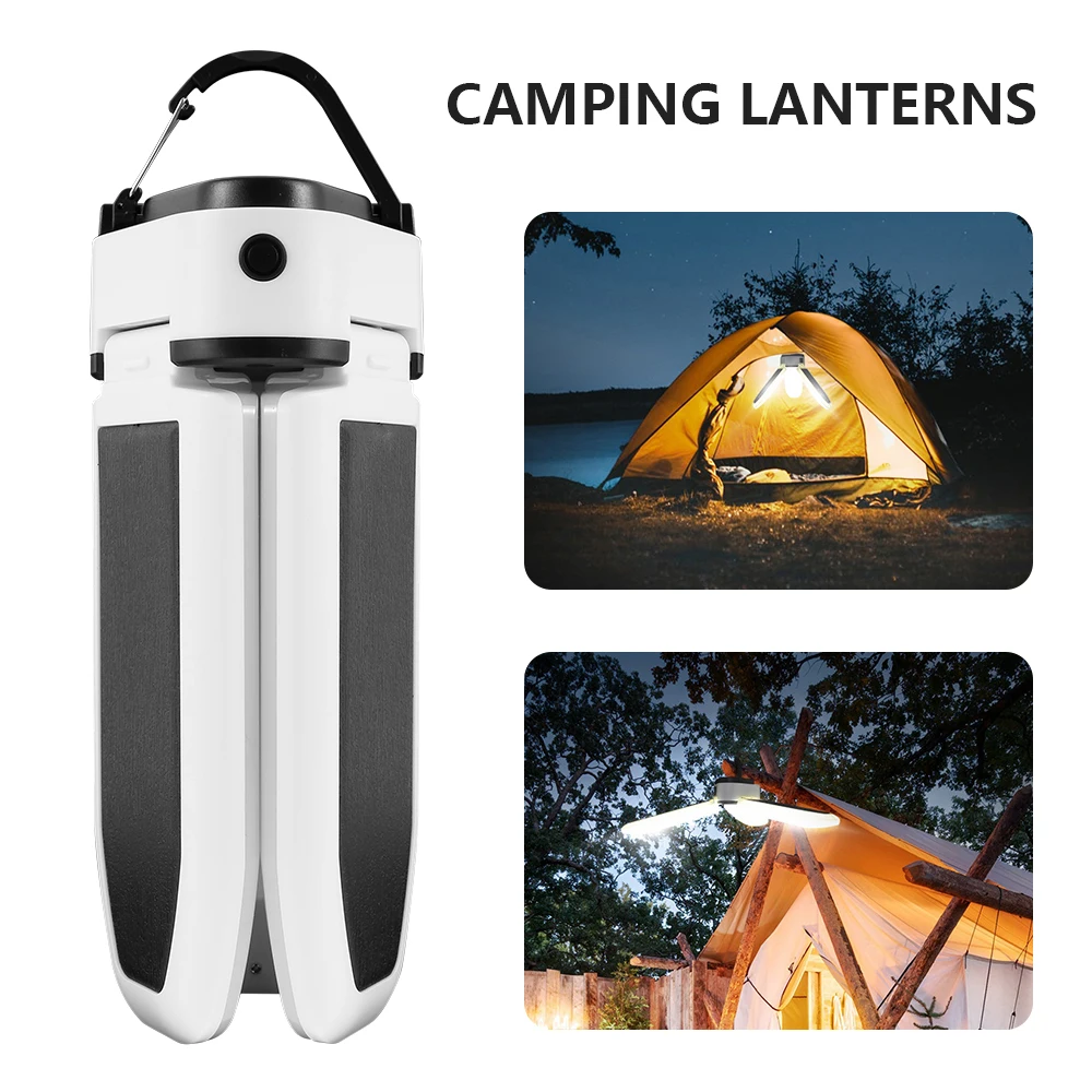 

Camping Lamp 60LED Solar Light Rechargeable Workshop Lamp w/ Hanging Tent Lantern 5 Lighting Mode Outdoor Emergency Light