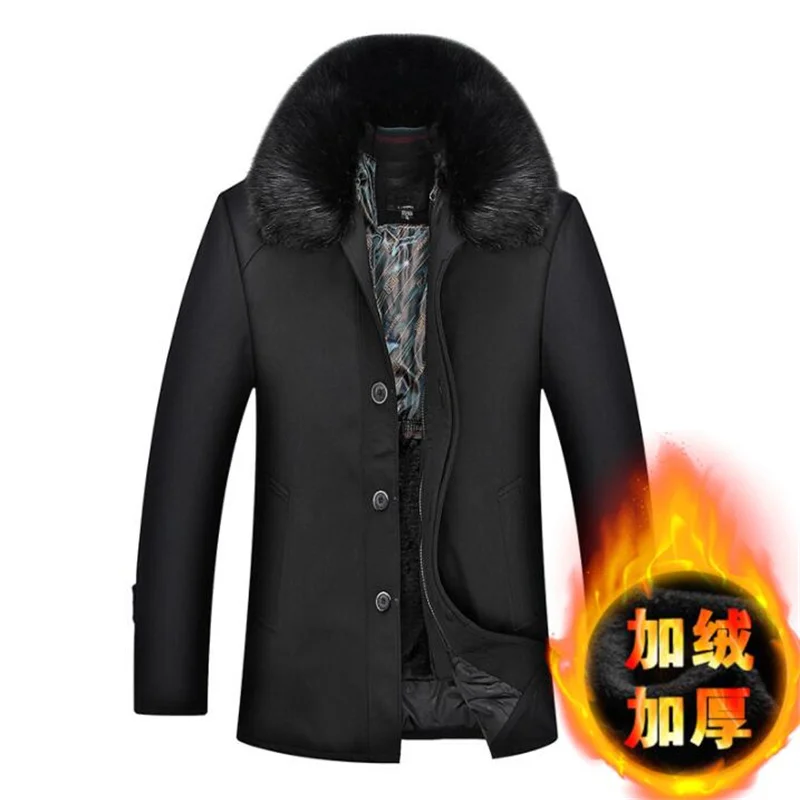 winter warm jacket men coat Cotton clothes Removable liner fur collar Short down jacket thick Plus velvet Middle-aged b292