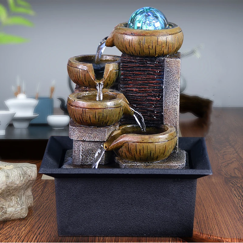 

Gifts Desktop Water Fountain Portable Tabletop Waterfall Kit Soothing Relaxation Zen Meditation Lucky Fengshui Home Decorations