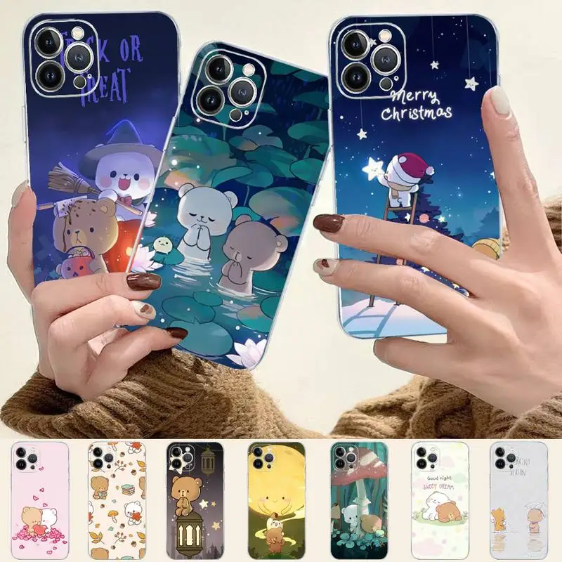 

Cute Cartoon Milk Bear Phone Case For iPhone 8 7 6 6S Plus X SE 2020 XR XS 14 11 12 13 Mini Pro Max Mobile Case