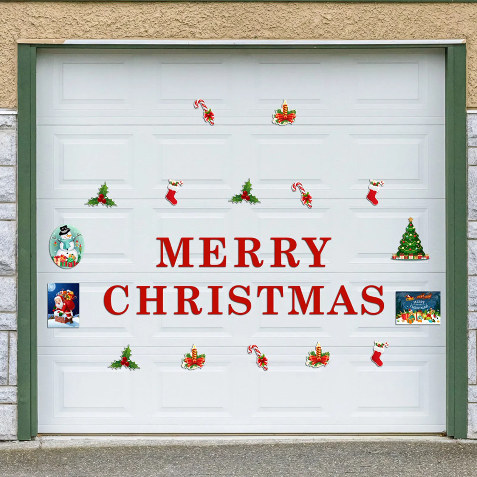 

Black And Gold Wall Decals Merry Christmas Magnetic Garage Door Sticker Holiday Decorative Car Fridge Sticker