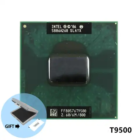 Процессор Intel Core 2 Duo T9500 SLAQH SLAYX 2,6 ГГц двухъядерный двухпотоковый ЦПУ Процессор 6 Мб 35 Вт Разъем P