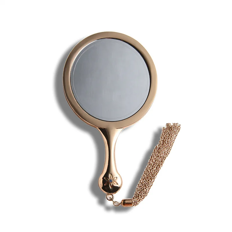 Металлическое зеркало для макияжа с эмалью и металлическими бриллиантами