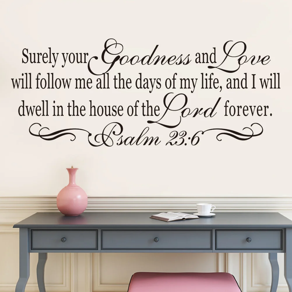 

1PC DIY Christian Vinyl Bible Verse Peel and Stick Psalm 23:6 Wall Decals Wall Stickers Wallpaper
