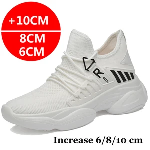 Imported Men Sneakers Elevator Shoes Breathable Casual Hidden 10cm 8cm Optional Heels Height Increasing Shoes