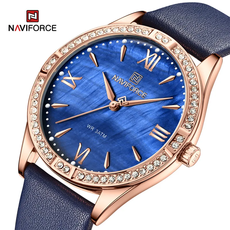 

NAVIFORCE Original Women's Watch Luxury Fashion Watches Ladies Waterproof Leather Bracelet Quartz Woman Wristwatch 2023 Trend