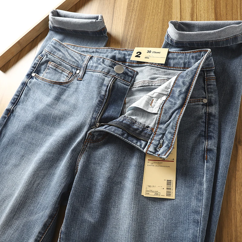 

Men's Fashion Washed Jeans Slim Fit Fashion Casual Comfortable Elastic Leggings Male Trousers