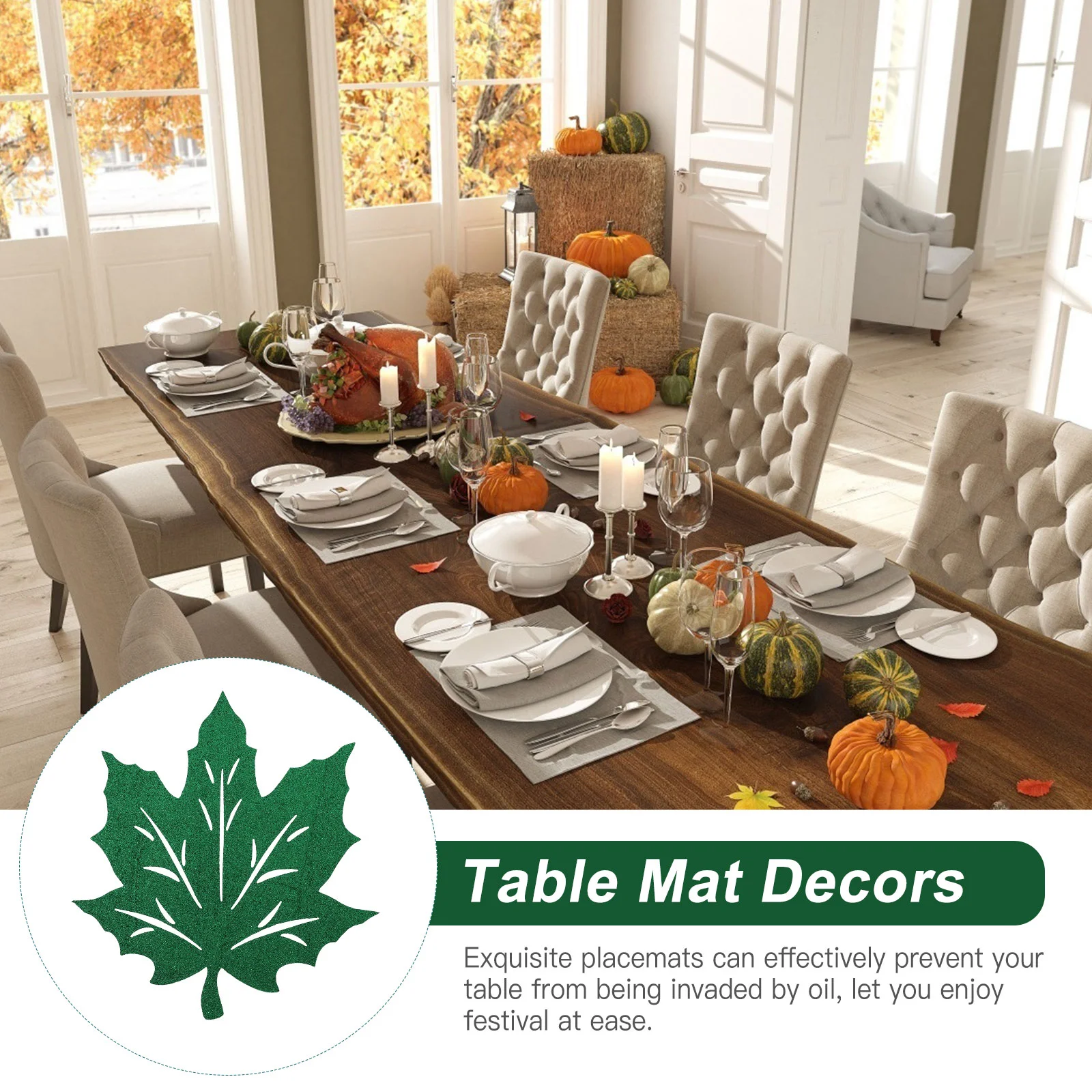 

Table Placemats Thanksgiving Mats Mat Leaf Maple Leaves Fall Nonwovens Placemat Cup Tabletop Dining Dish Non Coasters Place