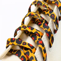 coolstring 8mm a pair flat shoelaces accessories men women sneaker canvas charm cord heat transfer leopard printing ropes