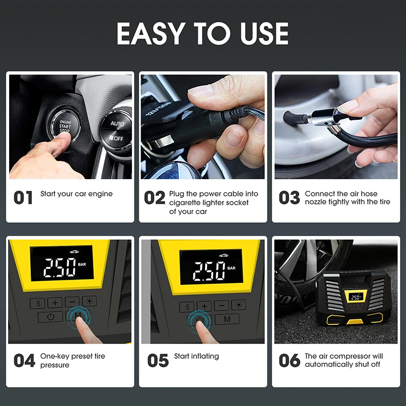 компрессор автомольный автомобильный компрeсор насос Компрессор с цифровым