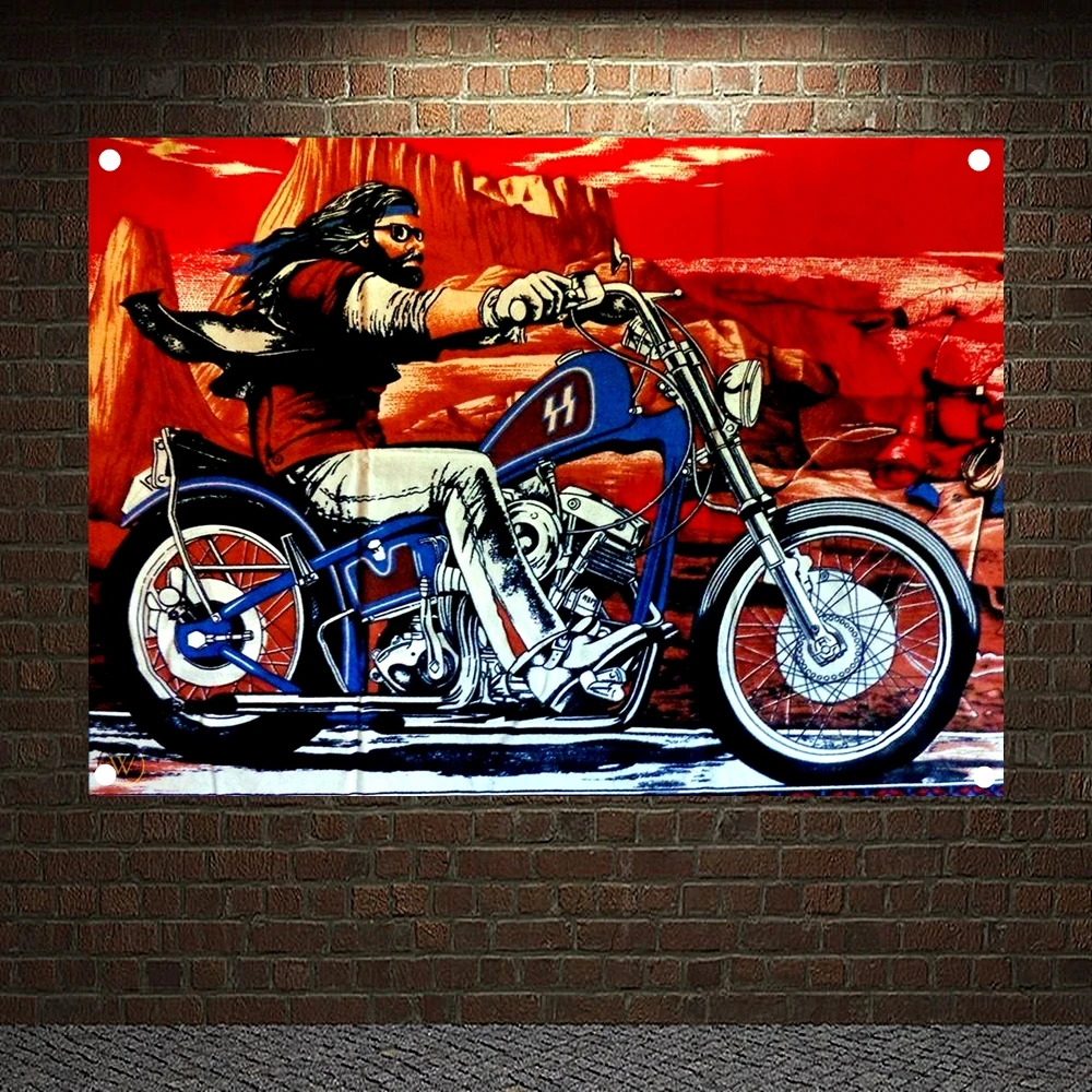 

Motorcycle Riders Poster Retro Motorcycle Races Tapestry Wall Art Painting Plate Pub Bar Garage Home Decor Vintage Banners Flags