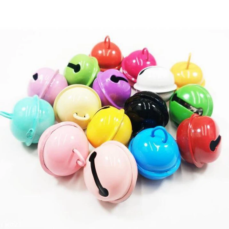 

10pcs Candy colored Iron Metal Jingle Bell Charms Decorations Christmas Pet dog Pendant Key DIY Crafts Jewelry Ornaments 22x24mm