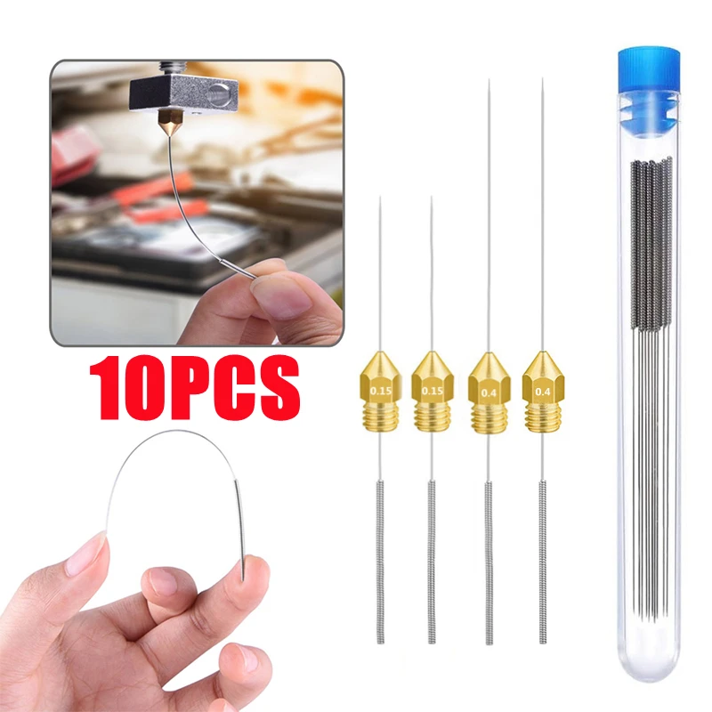 

5/10PCS Nozzle 0.15mm 0.4mm Cleaning Needle Special Drill Cleaner Stainless Steel For V6 Nozzle 3D Printer Nozzles Through Holes