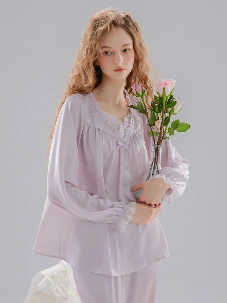 Chenxi осень и зима 2024 тонкие пижамы домашняя одежда женская ретро принцесса Sweet Palace