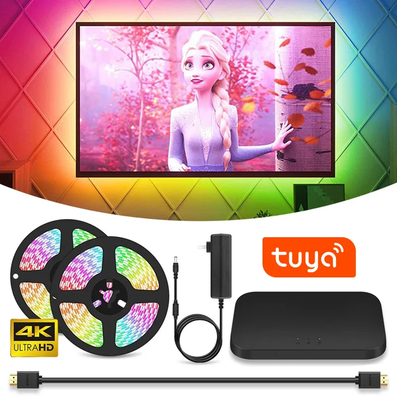 Tuya RGB LED Light Strip Immersive TV Screen Synchronization Background Ambient Light WiFi Smart APP Music Sync Atmosphere Lamp