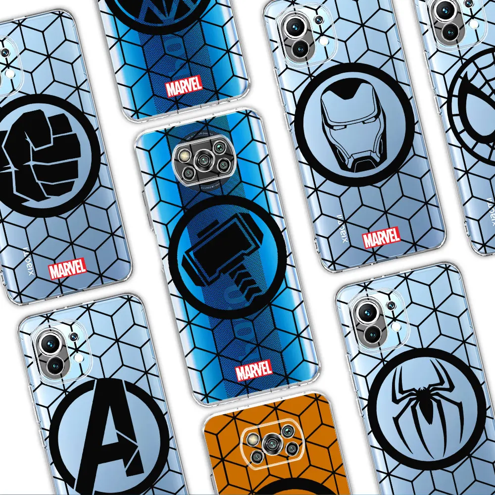 

Clear Phone Case for Xiaomi Mi Poco X3 NFC 11 Lite 12 Pro 11T 10T 9T F3 Note 10 F1 Silicone Funda Cover IronMan SpiderMan Hulk
