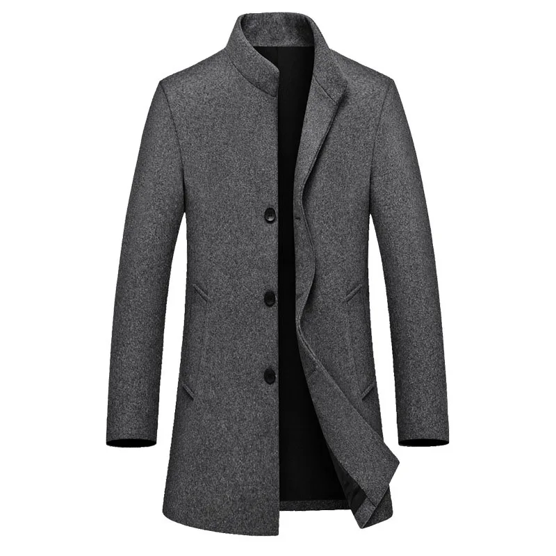 

New Winter Men Wool Blends Coat Thick Long Trench Casual Single Breasted Jackets Woolen Overcoat For Male Manteau Homme