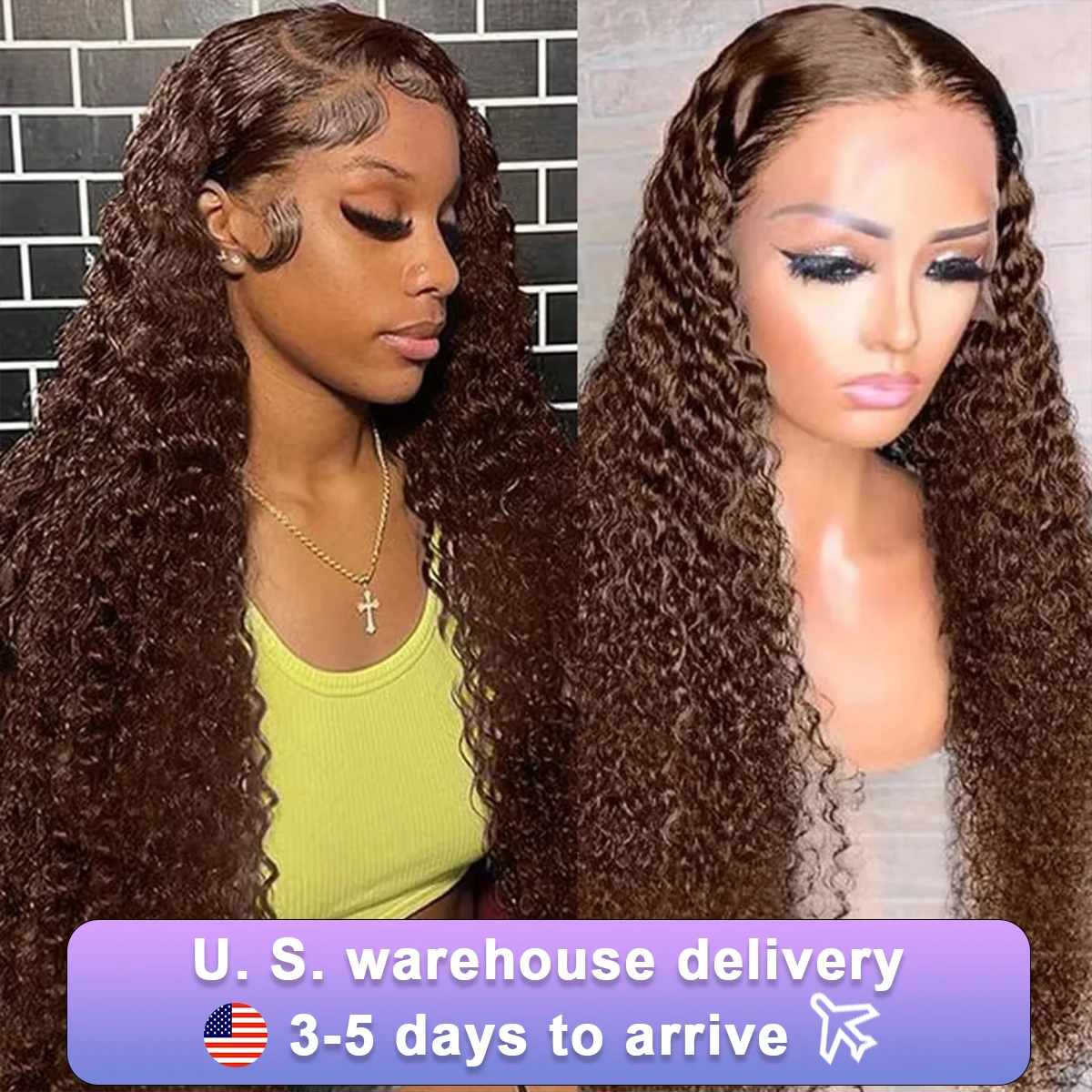 Глубокая волна Фронтальный парик 13x6 Hd Кружева 30 дюймов Шоколадно-коричневый 13x4