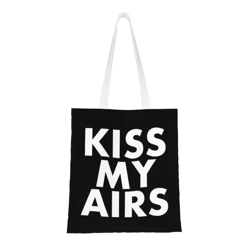 

Kawaii Printing Kiss My Airs Tote Shopping Bag Recycling Canvas Shoulder Shopper Handbag