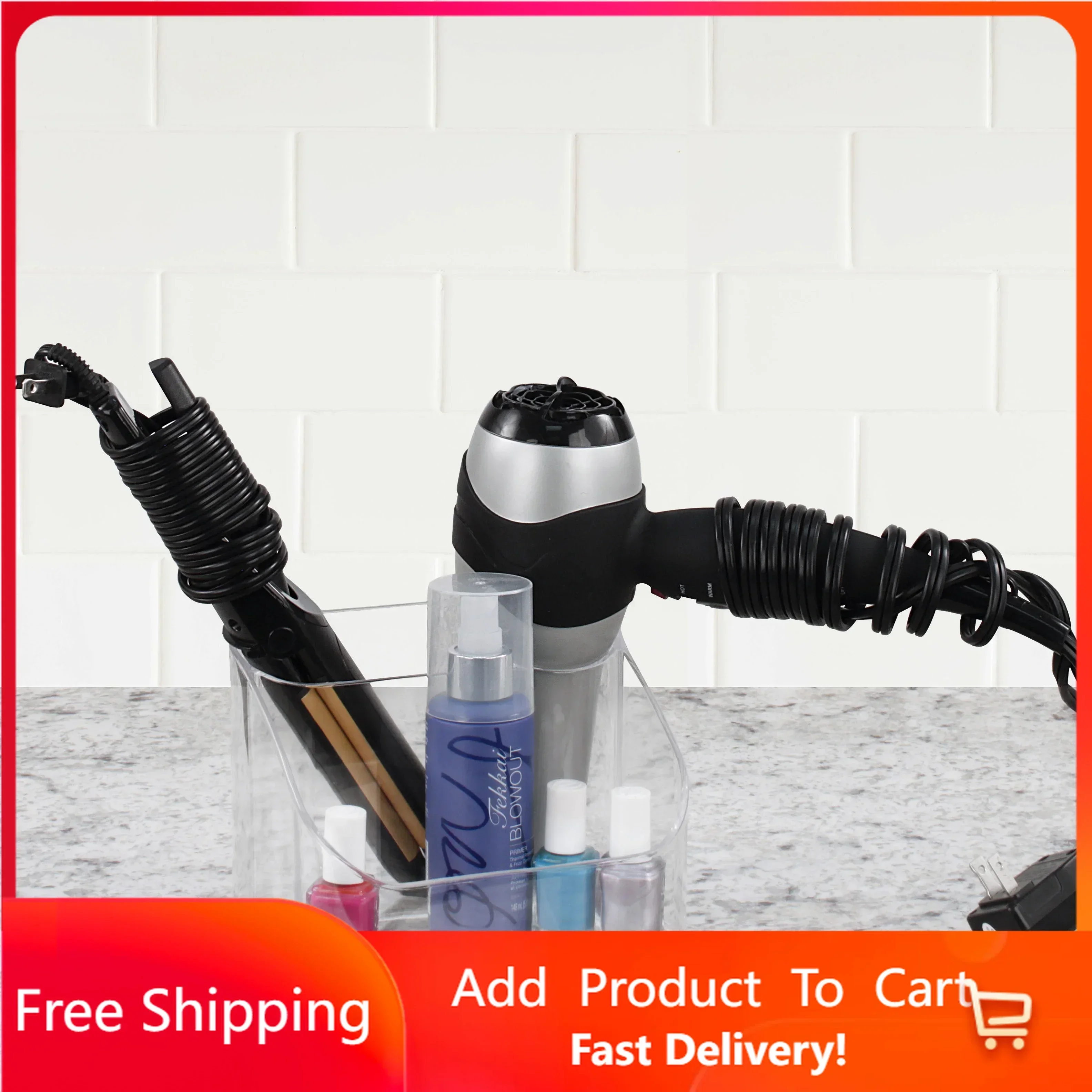 

Контурная сушилка для волос и аксессуары для красоты, органайзер для хранения, подставка Caddy, Clear g