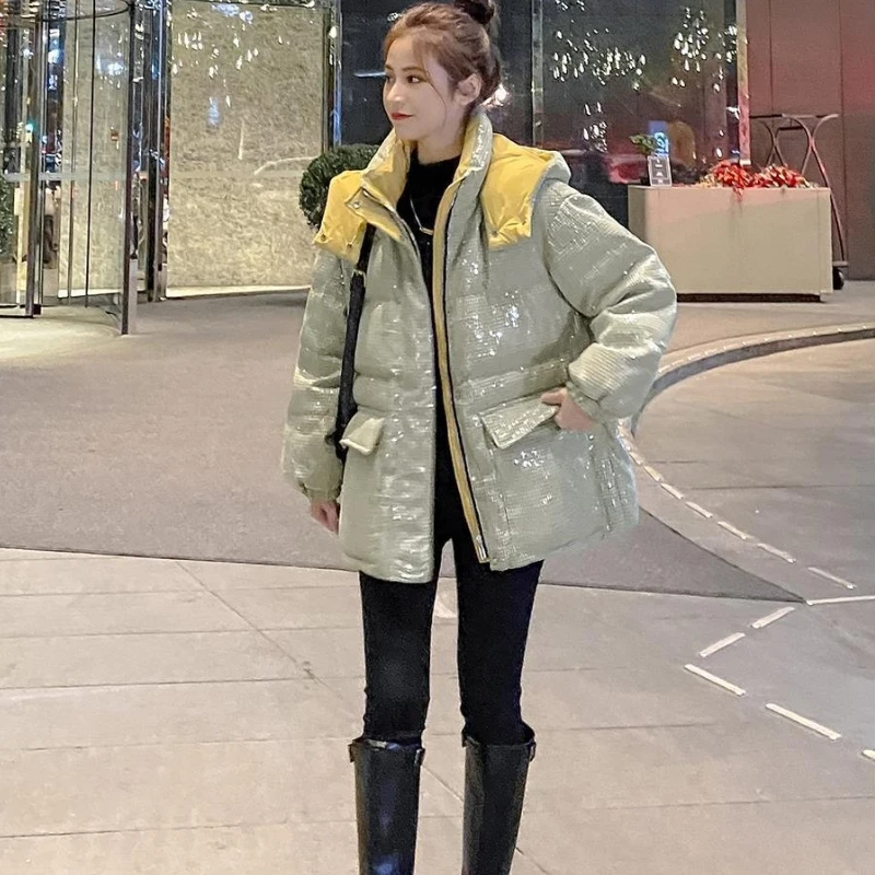Winter Coat for Women Bread Jacket Parkas Hooded Cotton Padded Jacket Short Tops Warmth Thicker Plus Size Korean Fashion Brands