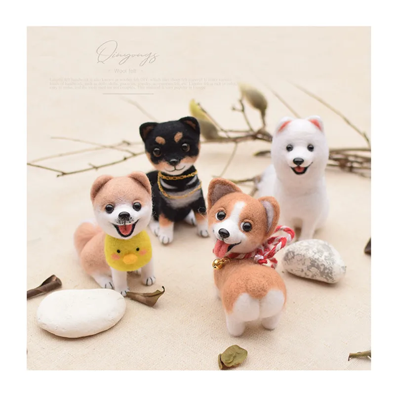 

Dog ornaments wool needlepoint kit wool felt needle felting pendant craft needlecraft DIY gift idea