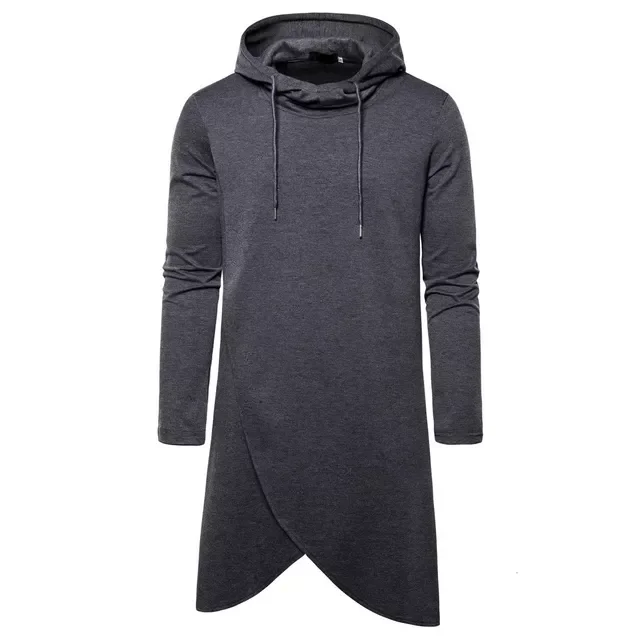 

NEW IN Autumn New Men's Long Mantle Hoodies Cloak Male Solid Color Hooded Sweatshirt Outerwear Men Loose Long Hoodies S-2XL