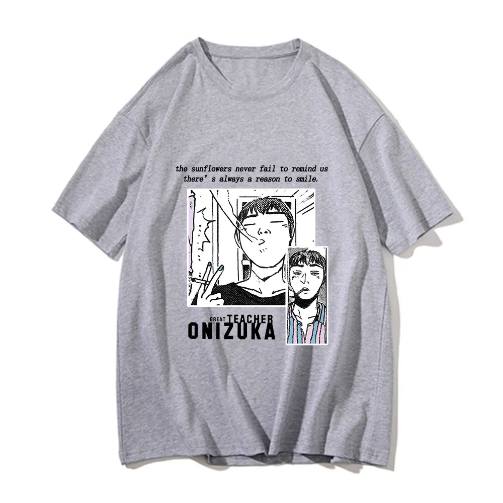 

Great Teacher Onizuka T Shirts MEN Letters Manga/Comic 100% Cotton T-shirts Four Seasons Tshirts Korean Style Popular Characters