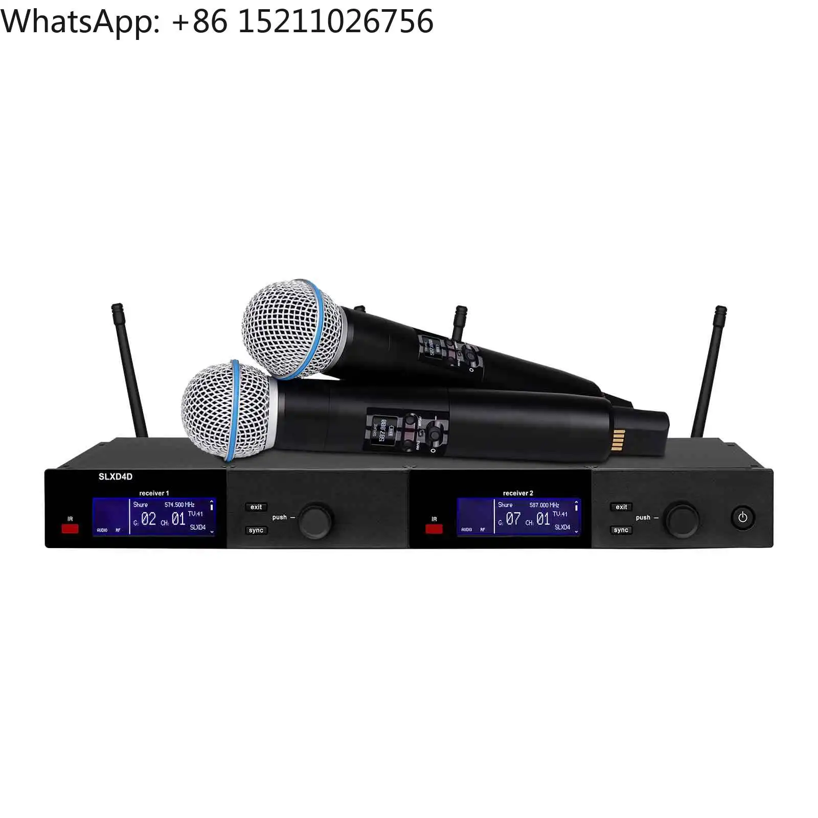 Фото SLXD4D SLXD24 BETA58A Двухканальная беспроводная микрофонная система UHF Инфракрасная частота соответствия Караоке Церковный выступ №1