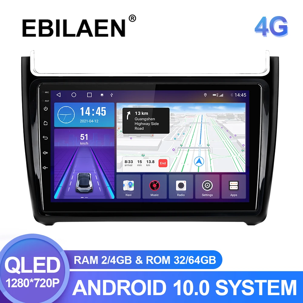 Автомобильное радио GPS-навигация мультимедийный плеер для VW POLO Sedan 2008-2015 2Din Android 9