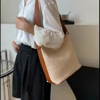 womens bag new 2022 summer korean trendy simple grass woven bag casual shoulder bag large capacity bag